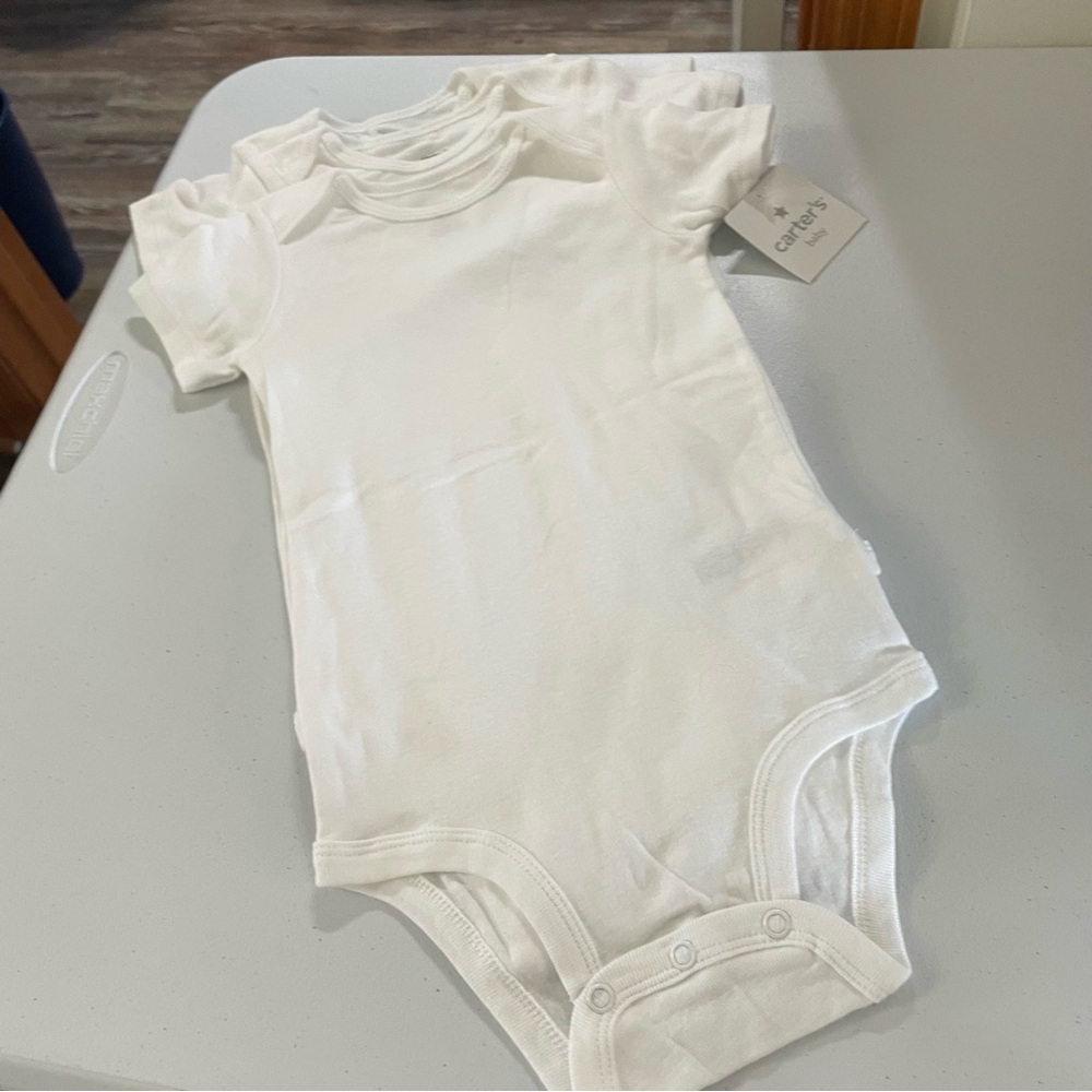 Carter's Classic 3 White Baby Bodysuits